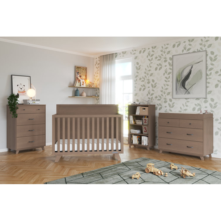 Dusty Heather Mid-Century Modern Nursery Chest with 4 Drawers