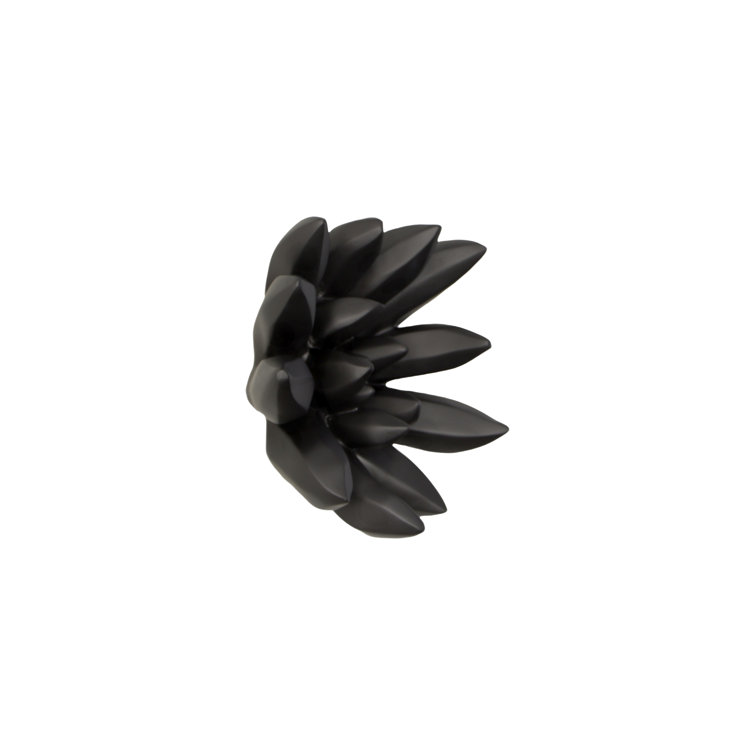 Compact Matte Black Succulent Floral Wall Sculpture