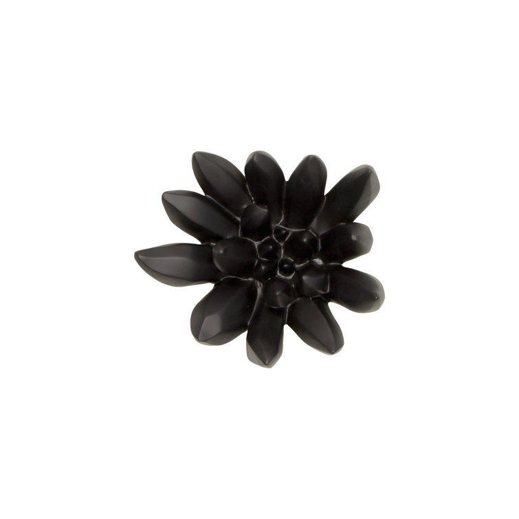 Compact Matte Black Succulent Floral Wall Sculpture