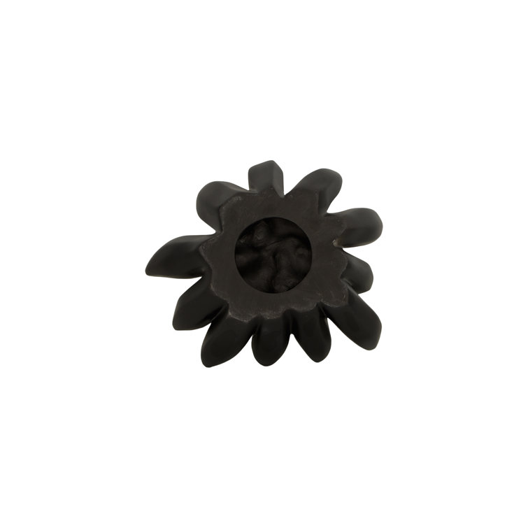 Compact Matte Black Succulent Floral Wall Sculpture