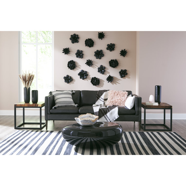 Black Oval Contemporary Wood Coffee Table, 42"