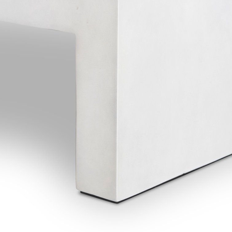 White Concrete Rectangular Industrial Coffee Table