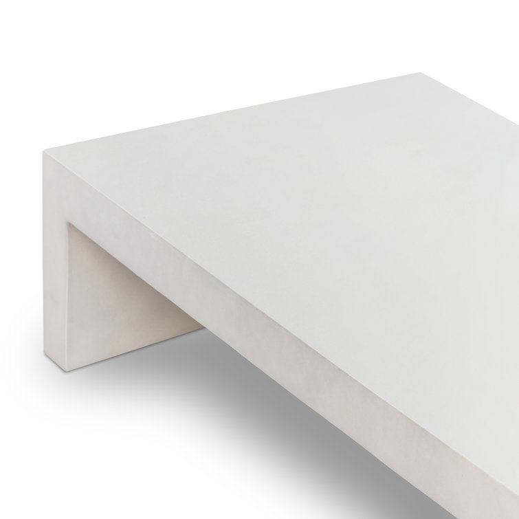 White Concrete Rectangular Industrial Coffee Table