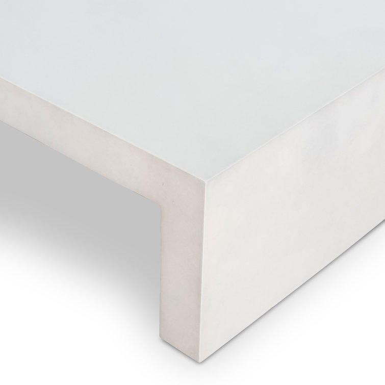 White Concrete Rectangular Industrial Coffee Table