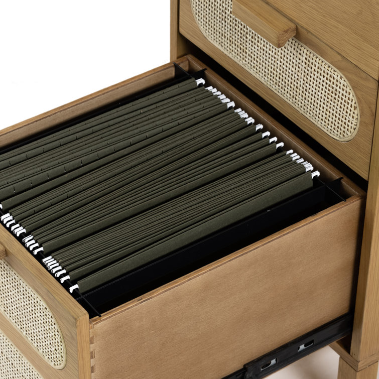 Allegra Honey Oak Executive Desk with Cane Paneling and Cord Management
