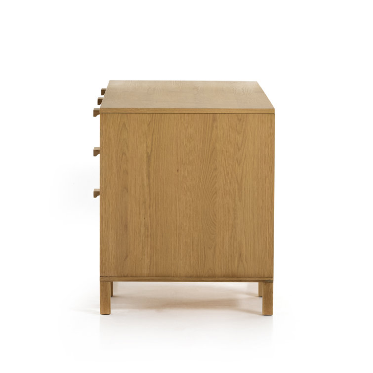Allegra Honey Oak Executive Desk with Cane Paneling and Cord Management