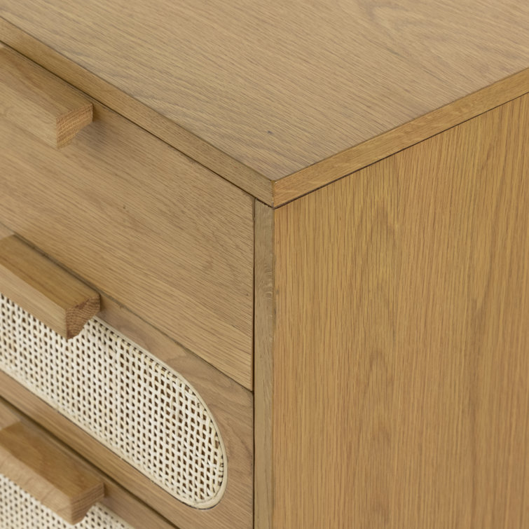 Allegra Honey Oak Executive Desk with Cane Paneling and Cord Management