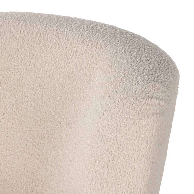 Kaden Classic Cream Bouclé & Rich Brown Wood Chaise Lounge