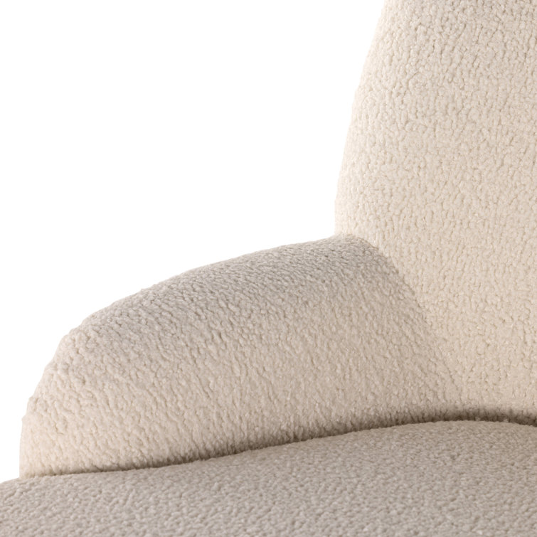 Kaden Classic Cream Bouclé & Rich Brown Wood Chaise Lounge