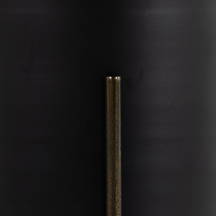 Jed 26" Tall Black Iron Planter with Brass Accents