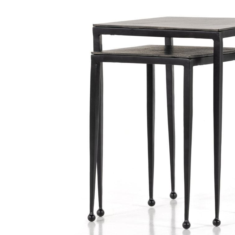 Dalston Square Black Aluminum Nesting Side Tables (Set of 2)