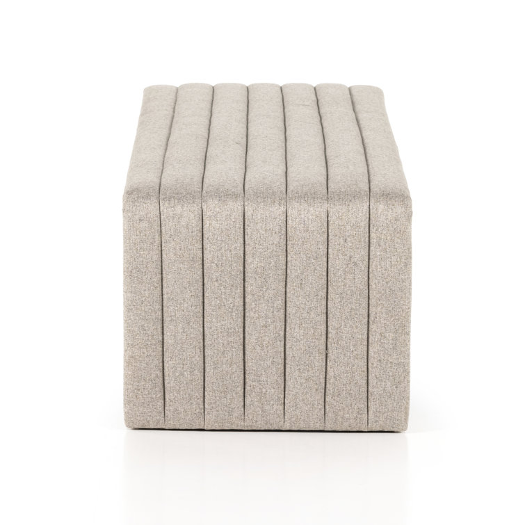 Contemporary Beige Upholstered Storage Bench 61"