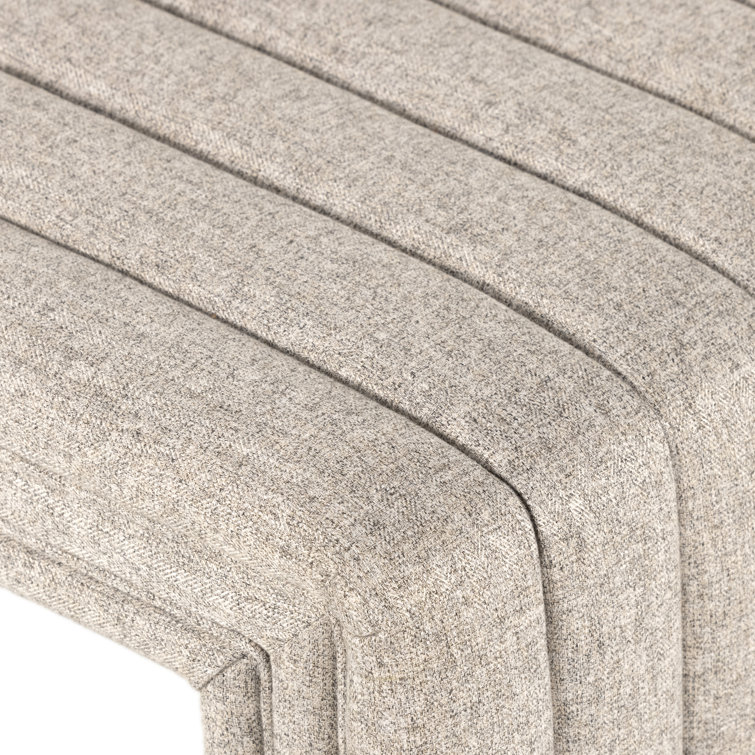 Contemporary Beige Upholstered Storage Bench 61"