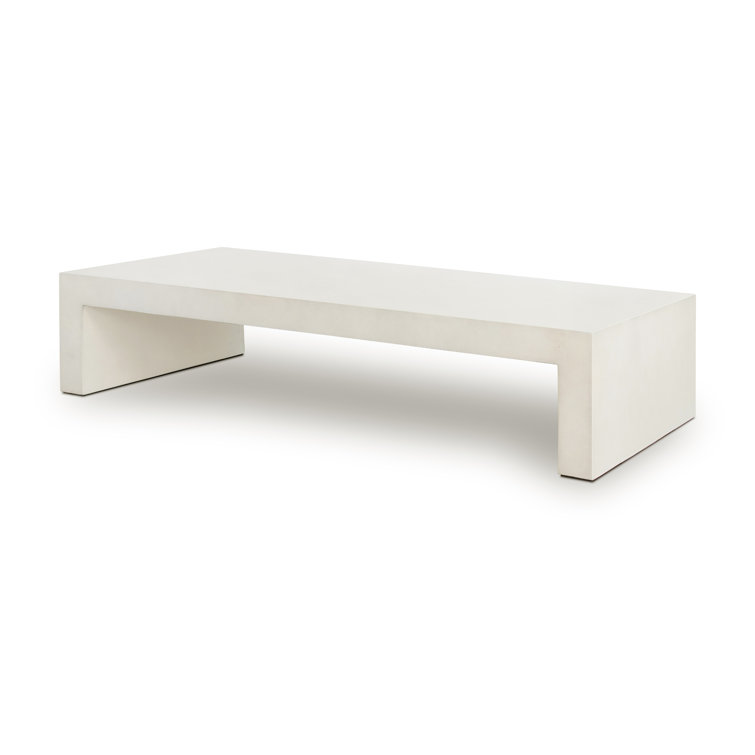 White Concrete Rectangular Industrial Coffee Table
