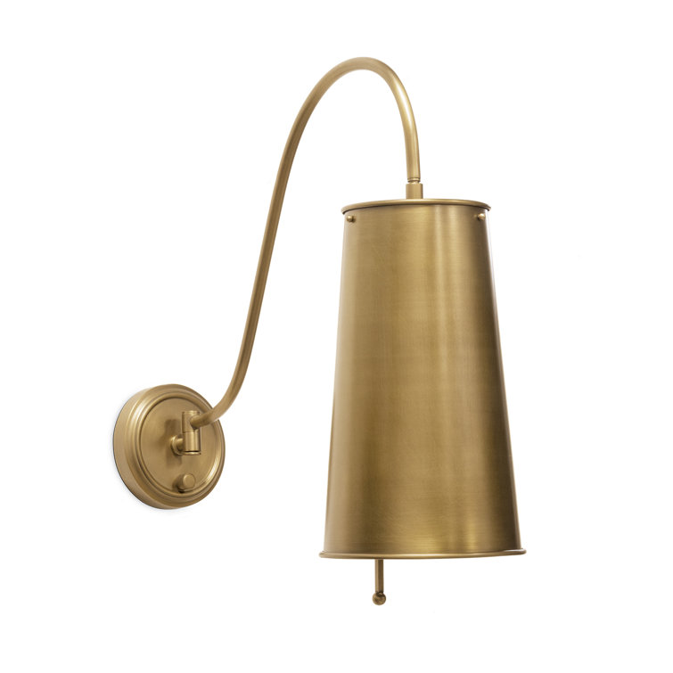 Elegant Dimmable Natural Brass Wall Sconce with Metal Shade