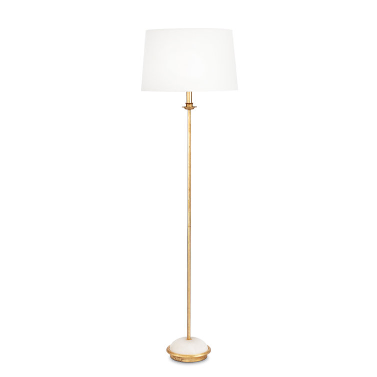 Gold Leaf Floor Lamp with Linen Shade