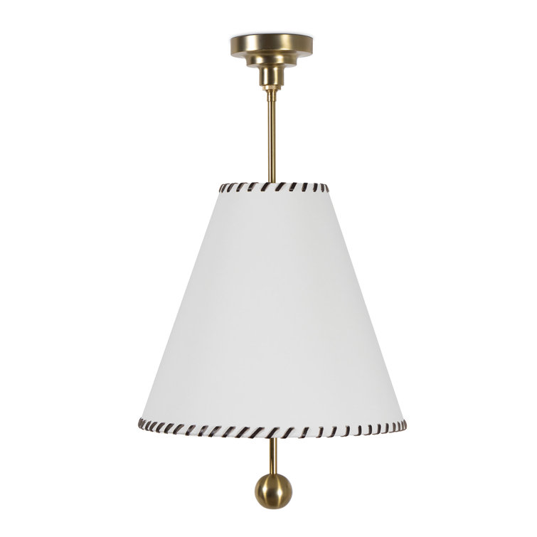 Natural Brass Linen Shade 2-Light Pendant