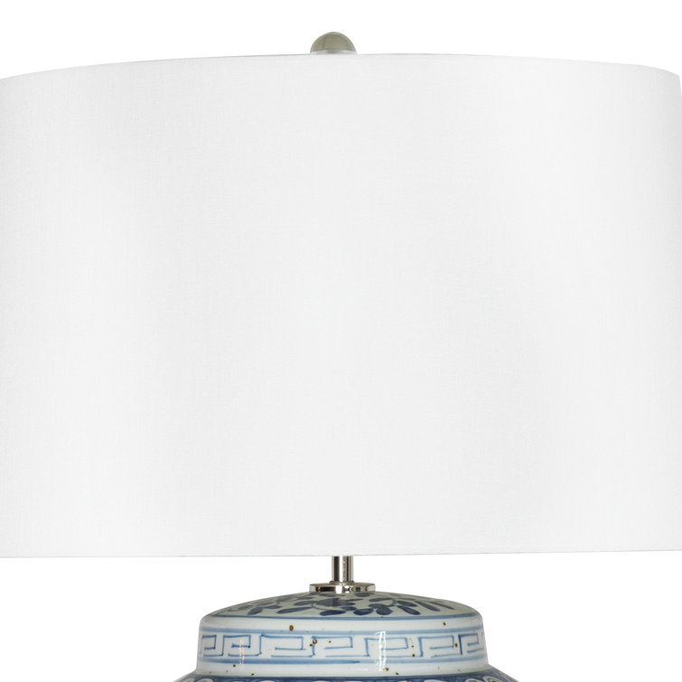 Regina Royal Blue Ceramic Table Lamp with Linen Shade
