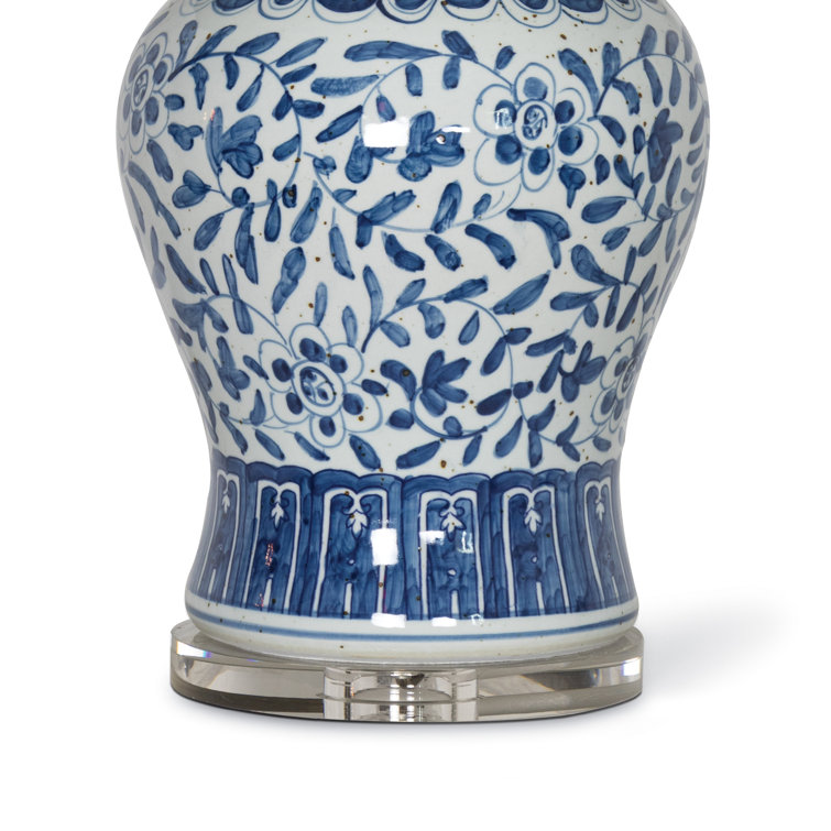 Regina Royal Blue Ceramic Table Lamp with Linen Shade