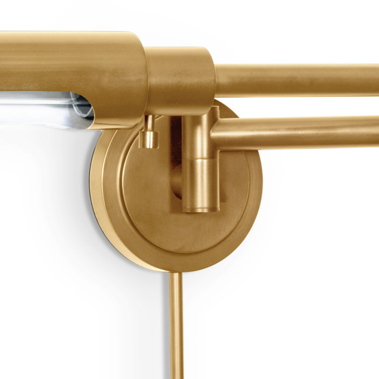 Noble Natural Brass Swing Arm Sconce with Dimmable Metal Shade