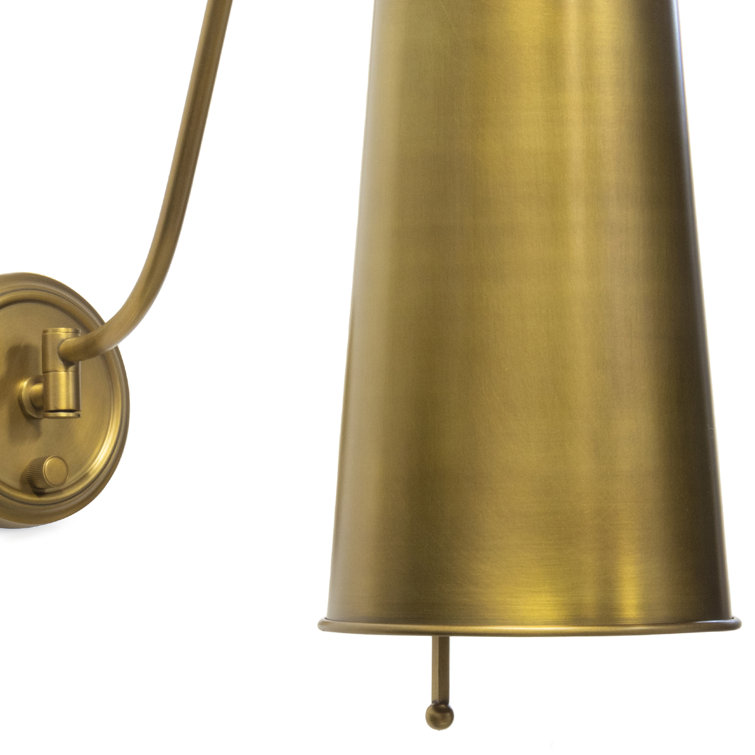 Elegant Dimmable Natural Brass Wall Sconce with Metal Shade