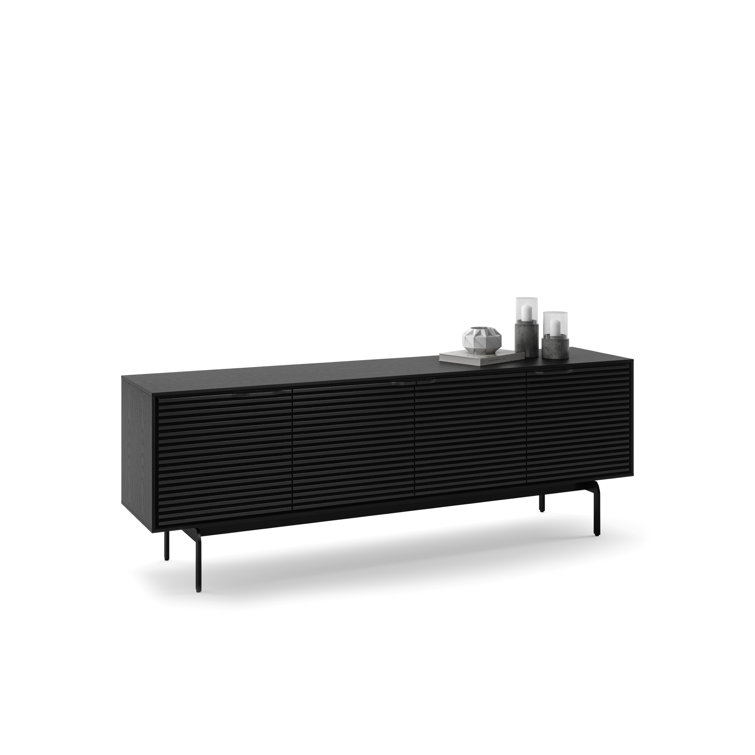 Ebonized Ash Align Corner Media Console with Cabinet