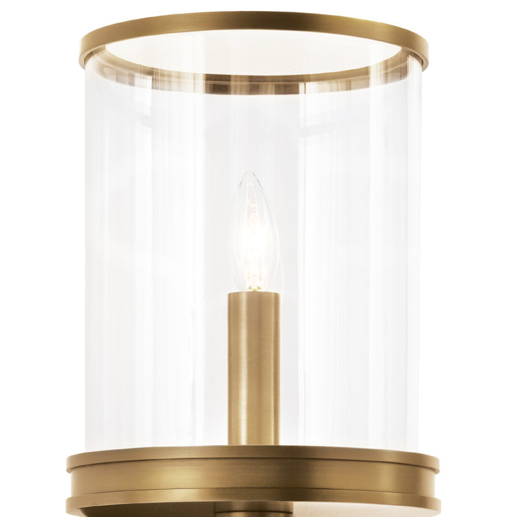 Elegant Dimmable 1-Light Brass Sconce with Glass Shade