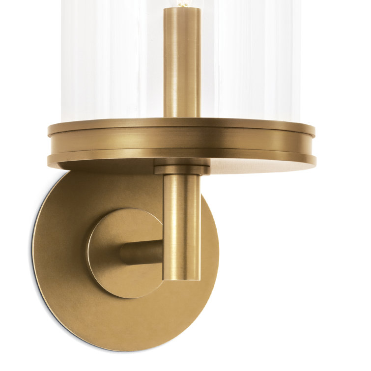 Elegant Dimmable 1-Light Brass Sconce with Glass Shade