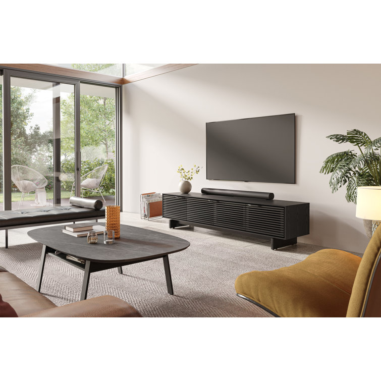 Ebonized Ash Media Console with Solid Wood Louvers