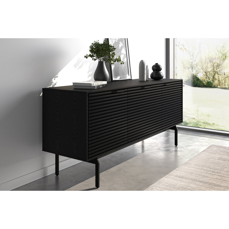 Ebonized Ash 66'' Media Console with Acoustically Transparent Doors