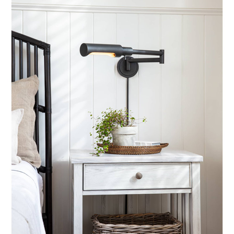 Polished Nickel Swing Arm Sconce with Metal Shade