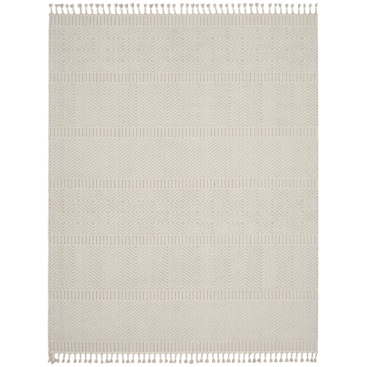 Ivory Geometric Braided 9' x 12' Synthetic Area Rug