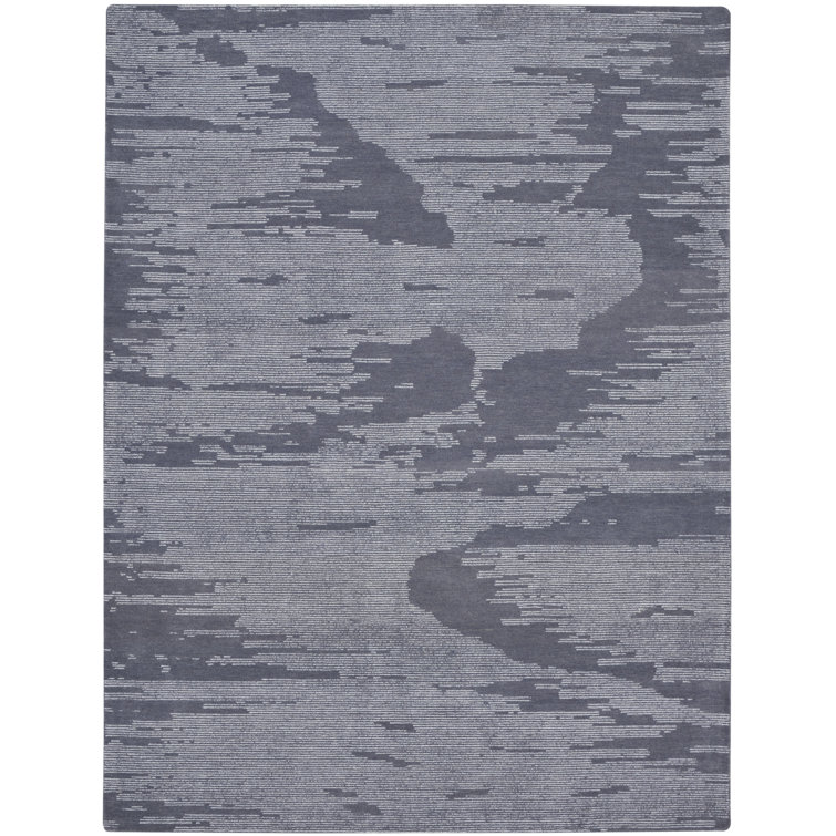 Abstract Skyline Hand Tufted Wool Blue Rug 8' x 10'