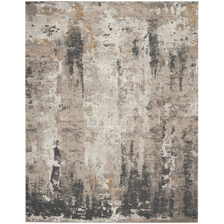 Modernist Gray Abstract 8' x 10' Synthetic Area Rug