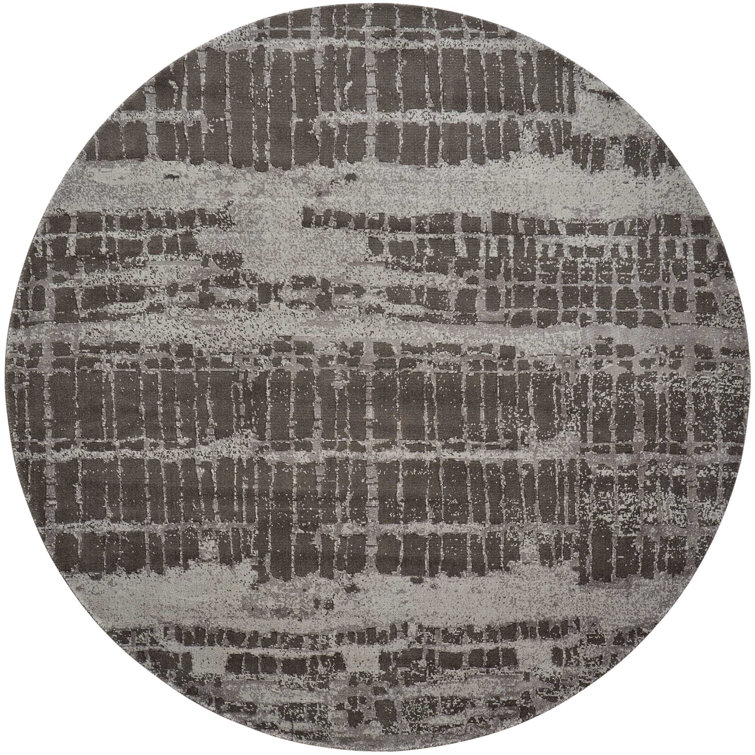 Twilight Dappled Gray 8 ft. Round Wool-Viscose Blend Abstract Rug
