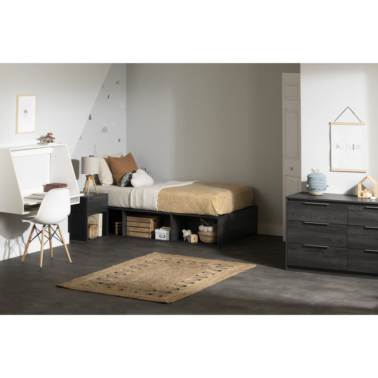 Gray Oak 1-Drawer Minimalist Nightstand