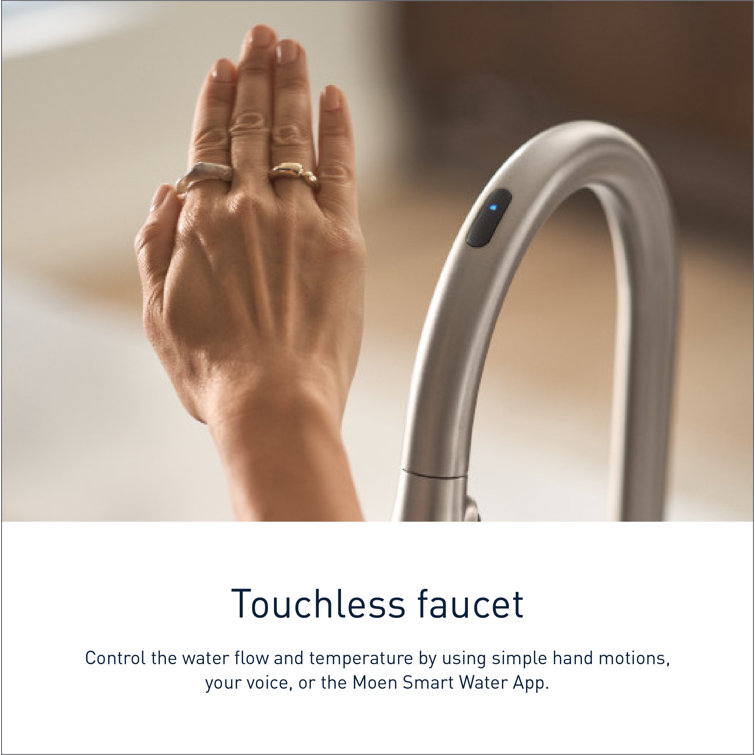 Matte Black Smart Touchless Pull-Down Kitchen Faucet with Gold Handle