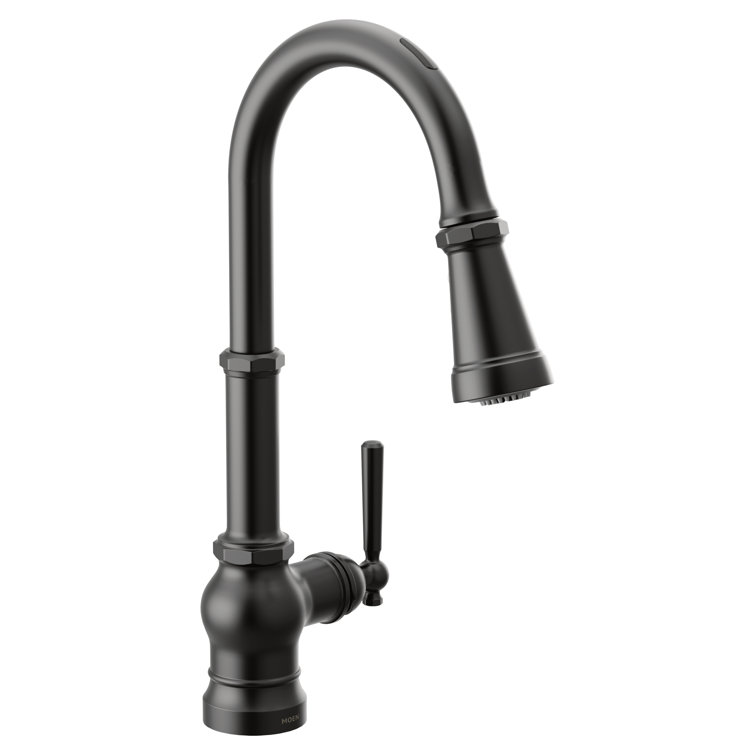 Matte Black Stainless Steel Industrial Kitchen Faucet with Pull-out Spray