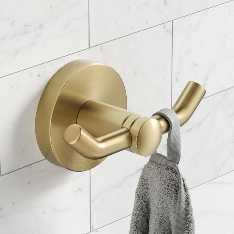 Elie Brushed Gold Double Wall Mounted Robe Hook