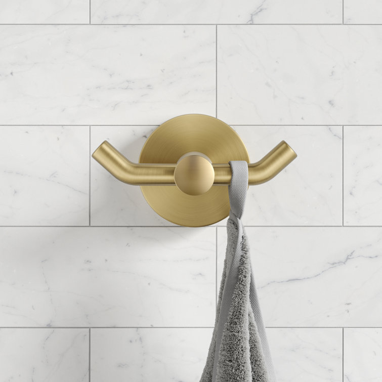 Elie Brushed Gold Double Wall Mounted Robe Hook