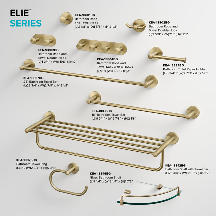 Elie Brushed Gold Double Wall Mounted Towel Hook