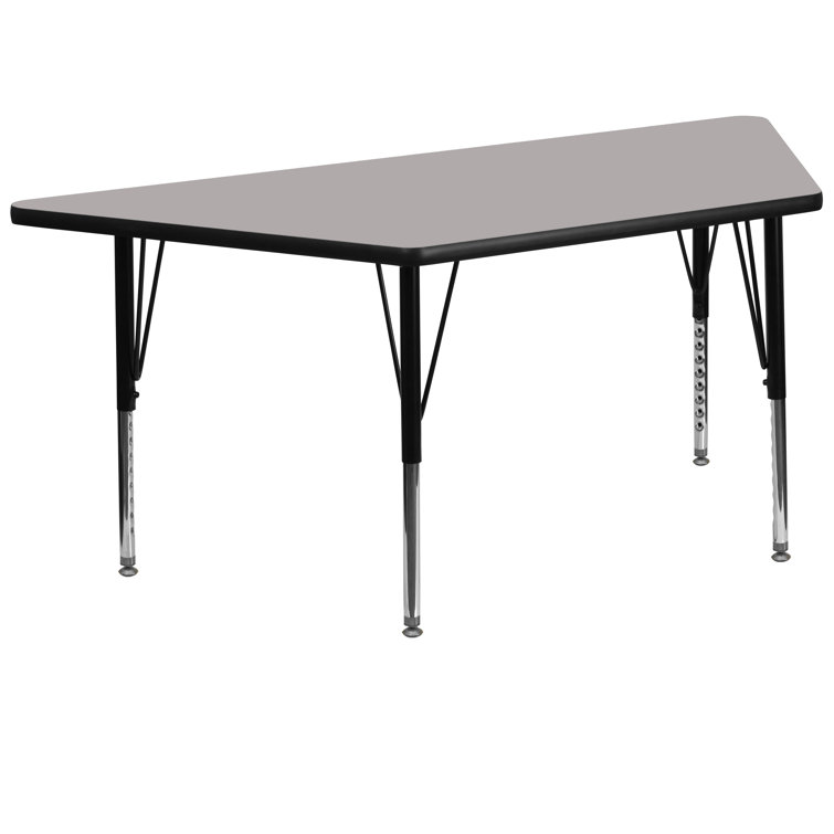 Gray Trapezoid Metal Activity Table with Adjustable Legs