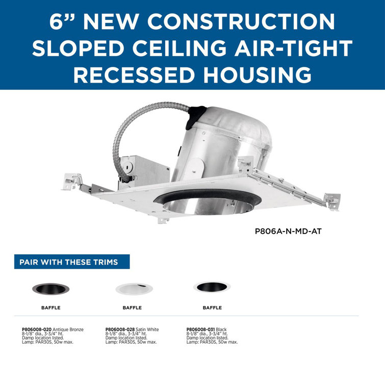 Gray Steel 6" Recessed Slope Ceiling Housing