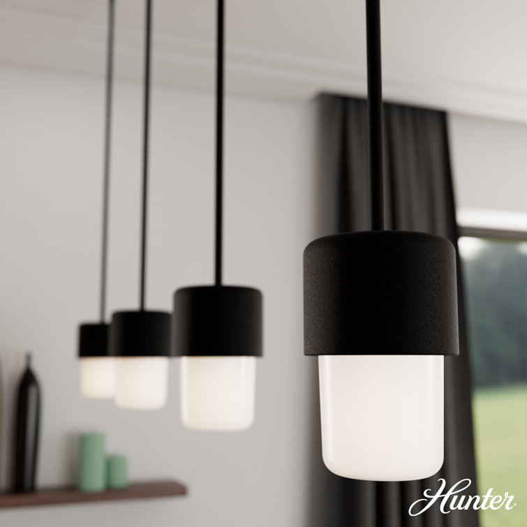 Station 1-Light Black Glass Mini Pendant with LED & Incandescent Compatibility