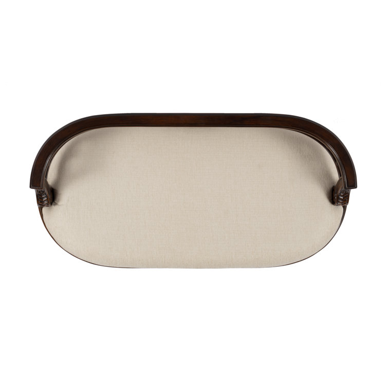 Hathaway 37" Dark Cherry Upholstered Bench with Cream Cushion