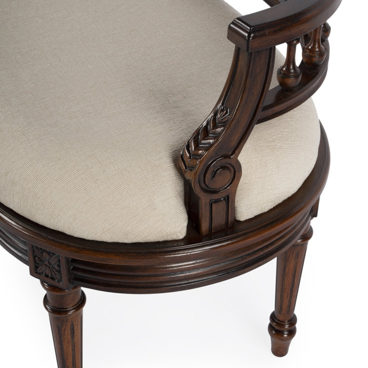 Hathaway 37" Dark Cherry Upholstered Bench with Cream Cushion