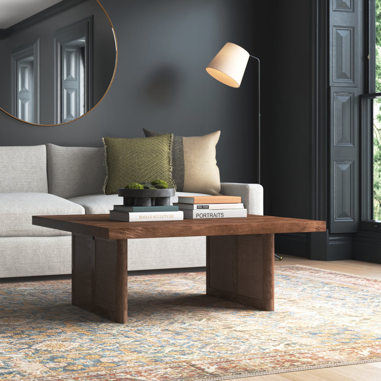 Medium Brown Mango Wood and Cane Coffee Table