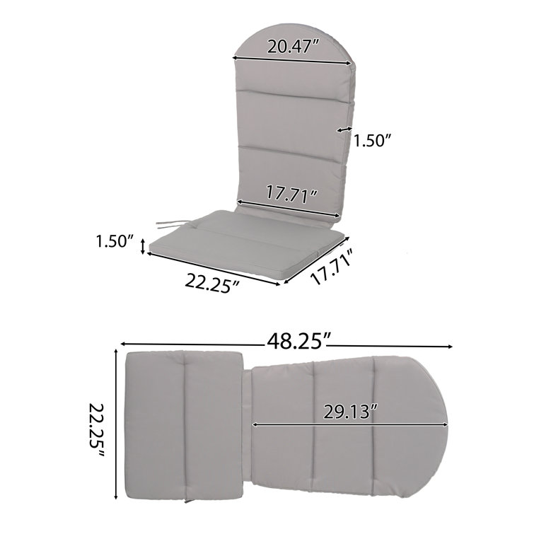 Gray Water-Resistant Adirondack Chair Cushion Set