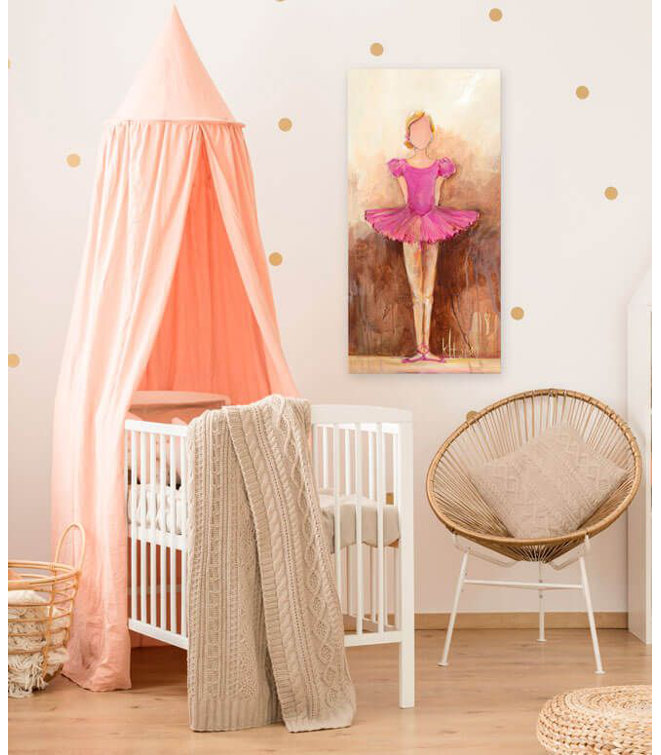 Pink Ballerina Canvas Art for Kids Nursery, 36" x 18"