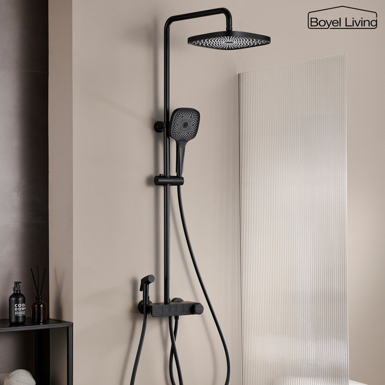 Matte Black Dual Shower Head with Handheld and Tub Spout